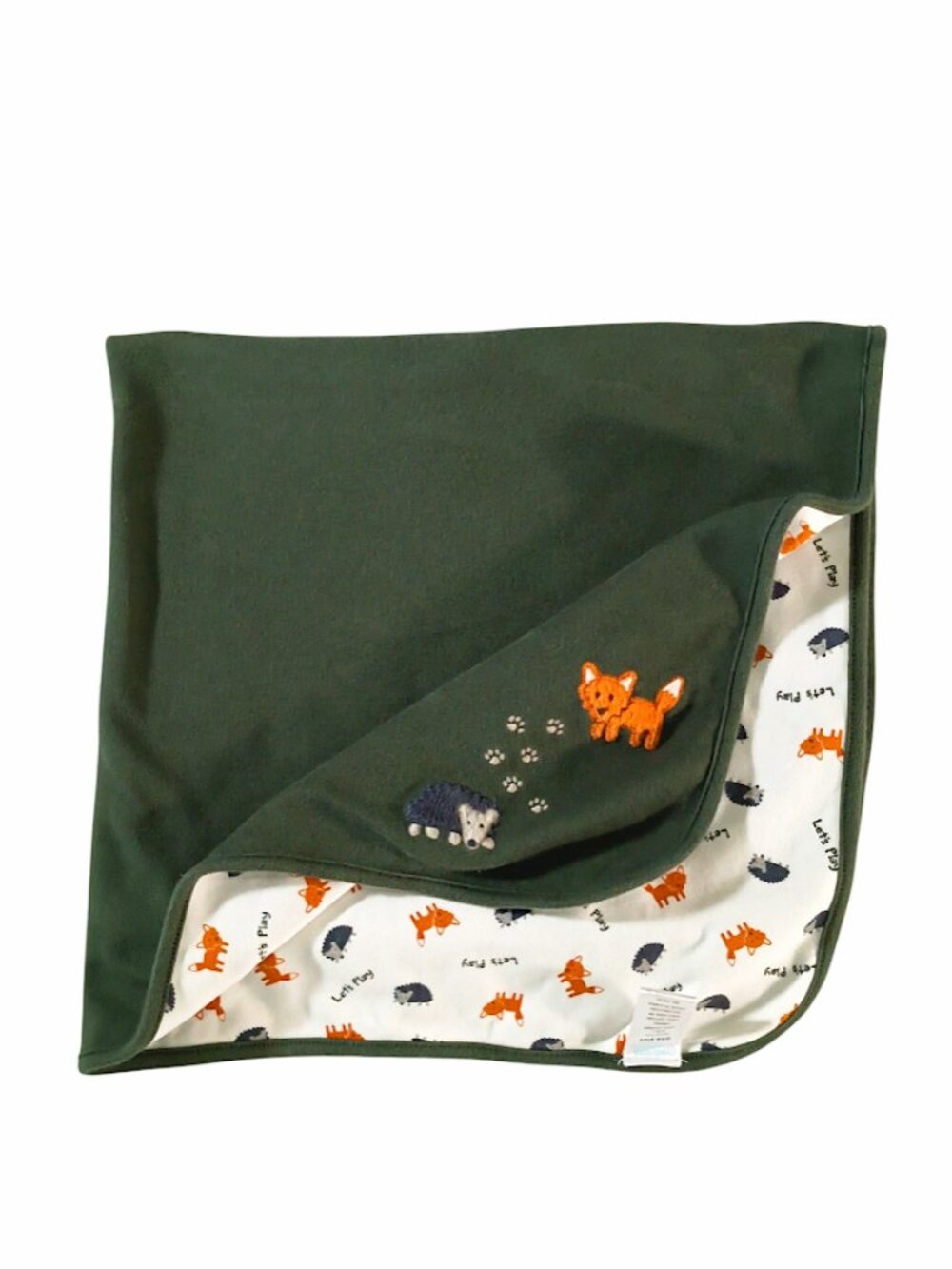 2008 Gymboree Forest Friends Fox Hedgehog Lovey Security Blanket 26" X 29"